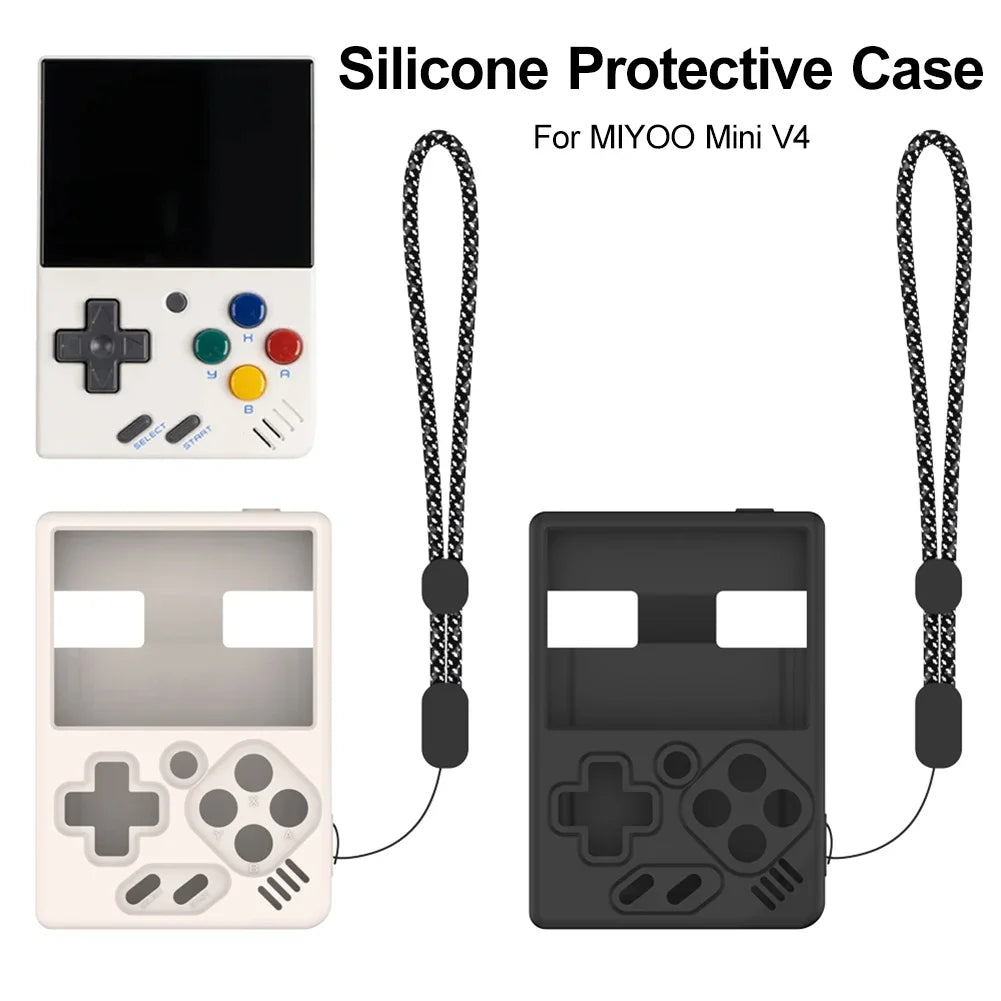 Silicone Case Shockproof Protective Case with Lanyard Protector Shell Sleeve Protector Cover for MIYOO Mini V4 Game Accessories